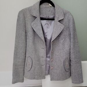 bp Gray Textured Wool-Blend Blazer Jacket